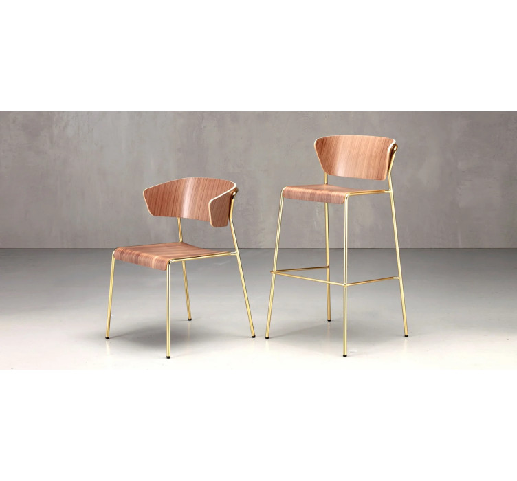 Барный стул Lisa Wood 2854 Satin Brass Walnut3