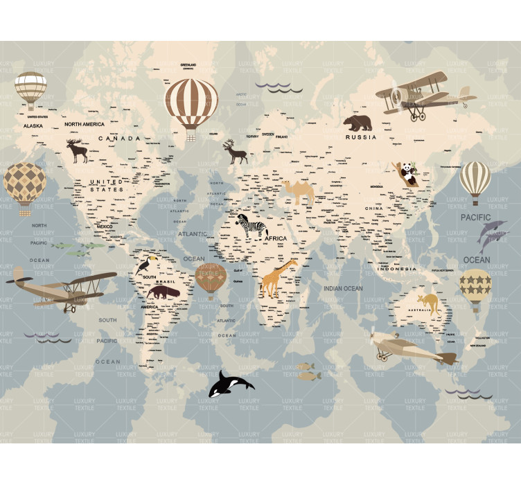Безшовні дитячі фотошпалери Aircraft map1