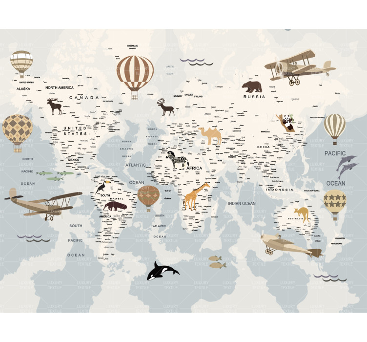 Безшовні дитячі фотошпалери Aircraft map3