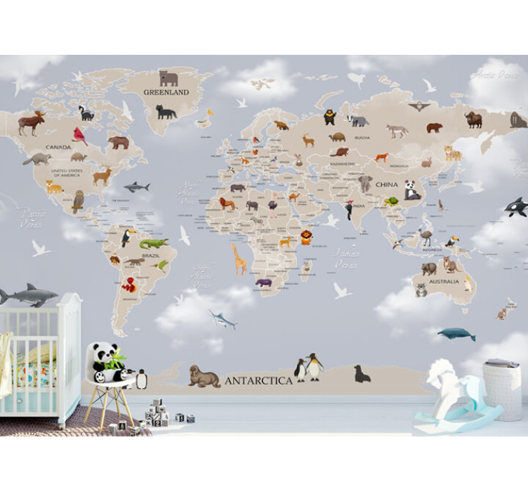 Безшовні дитячі фотошпалери Cloud map1