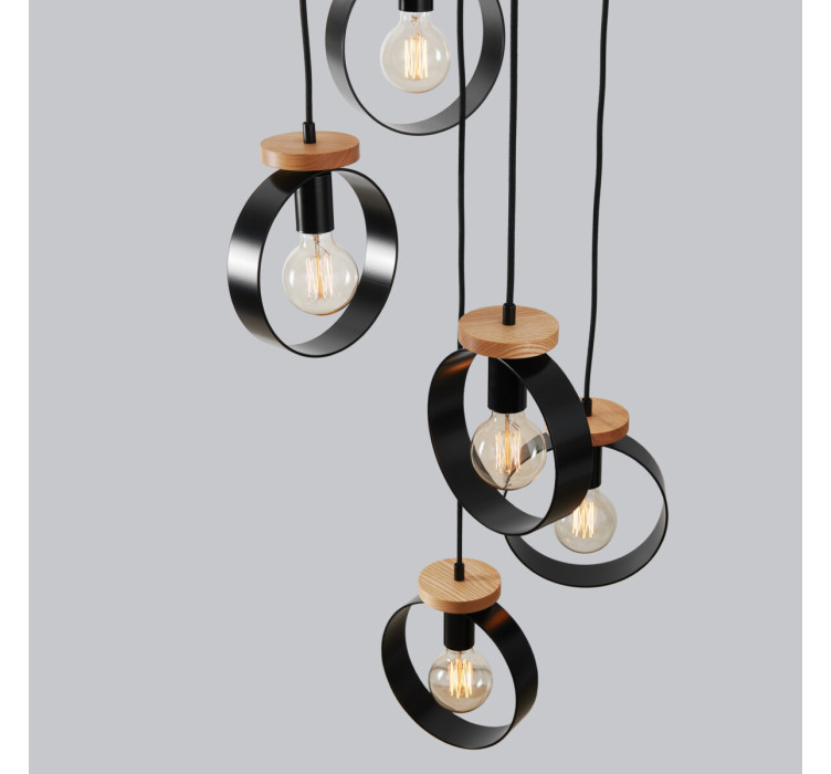 Люстра Artisan черная, 5 подвесов5