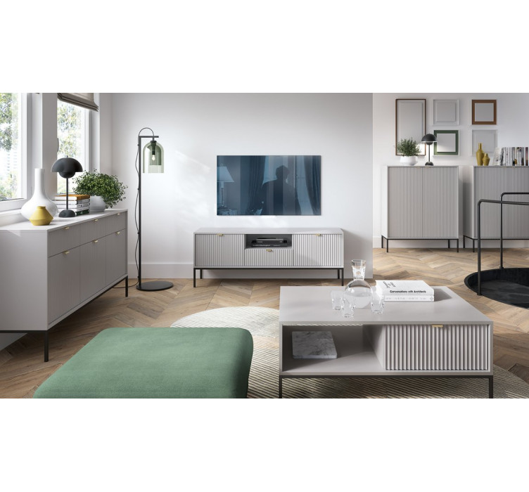 Тумба під телевізор Nova 2-дверна з 1 шухлядою і чорними ніжками RTV154 Сірий6