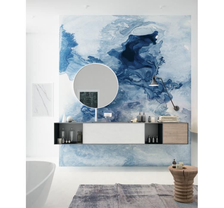 Дизайнерські шпалери "Блакитний мармур" / wallpaper bathroom1