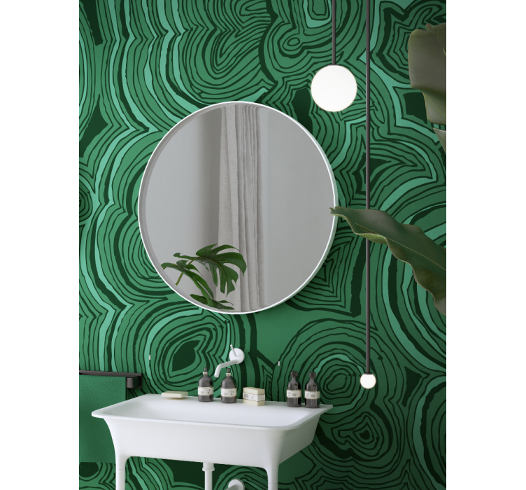 Дизайнерські шпалери "Малахіт" / wallpaper bathroom1