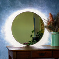 Кругле дзеркало в металевій рамі з LED-підсвіткою Fletcher Gold Iron Mirror1