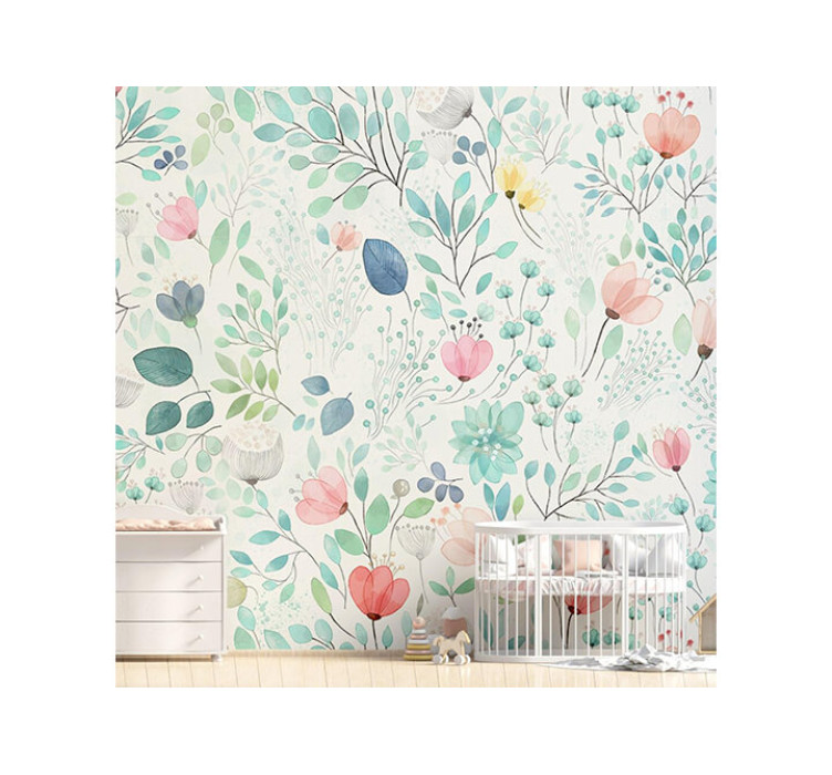 Безшовні дитячі фотошпалери Flowers watercolor2