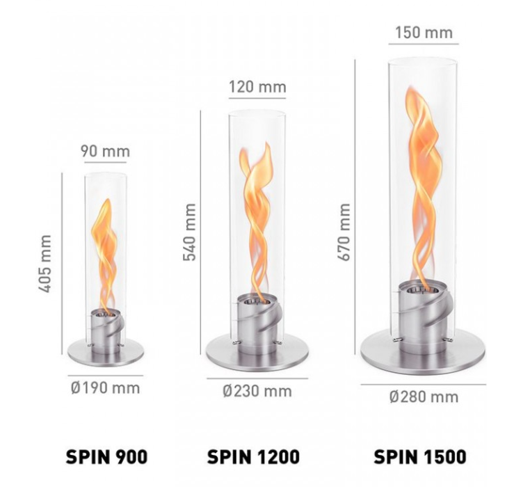 Настільний камін Spin 900 Silver2