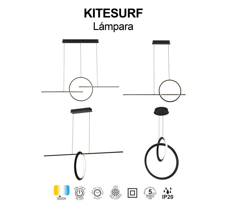 Світлодіодна підвісна люстра Mantra KITESURF Negro 50W3