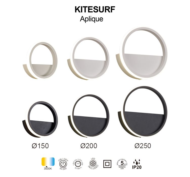 Світлодіодний бра Mantra Kitesurf Negro 8W5