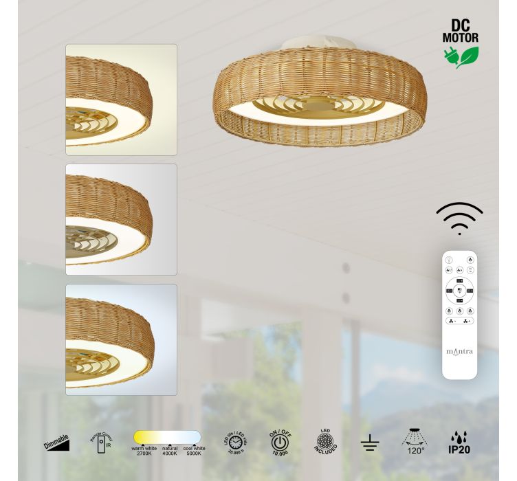 Стельовий вентилятор із LED-підсвіткою Kilimanjaro Ratan4