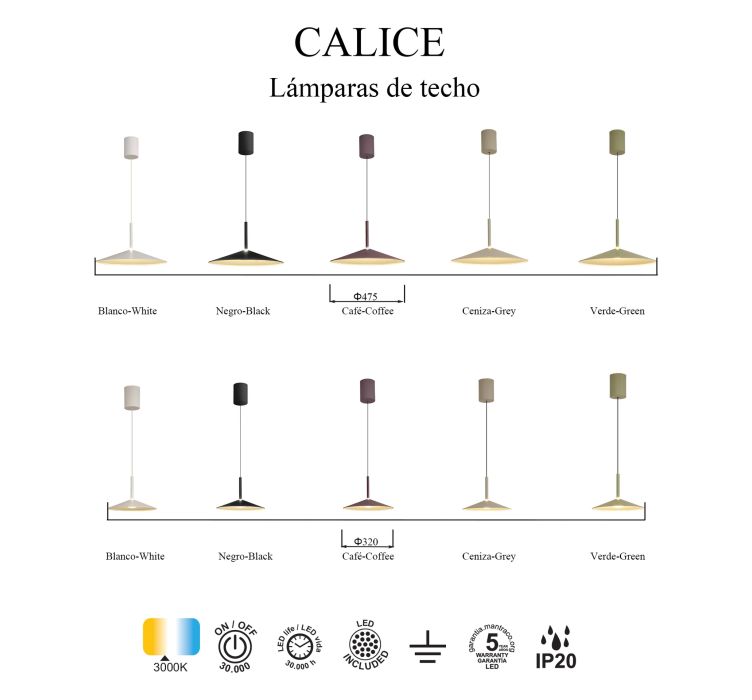 Підвісний світильник CALICE COLGANTE GRANDE LED 1L - CAFÉ7