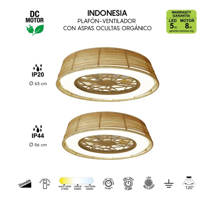 Стельовий вентилятор із люстрою Indonesia Mini Plafon / Ventilador - Ratan7