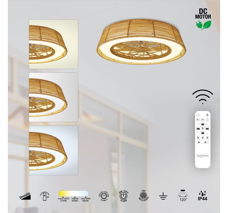 Стельовий вентилятор із люстрою Indonesia Mini Plafon / Ventilador - Ratan6
