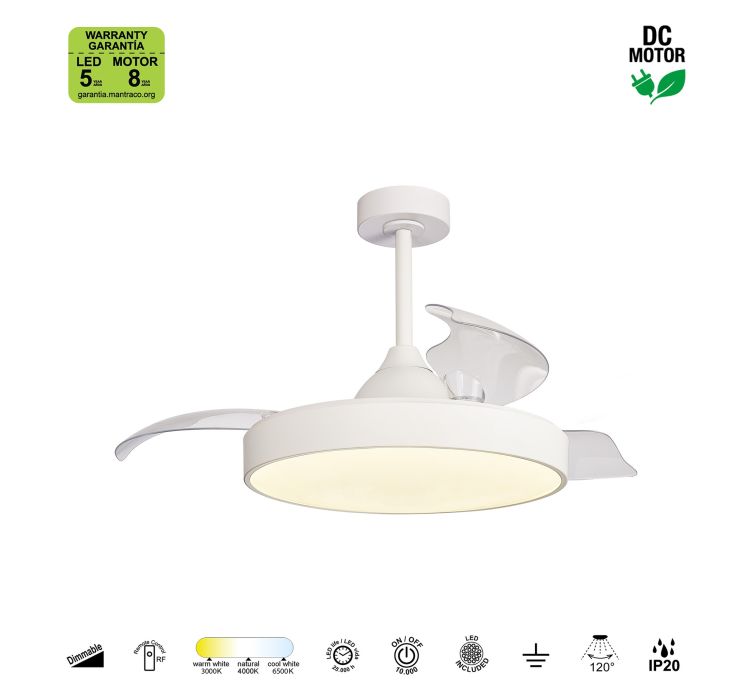 Стельовий вентилятор з LED-освітленням MANTRA ALASKA (Blanco)4
