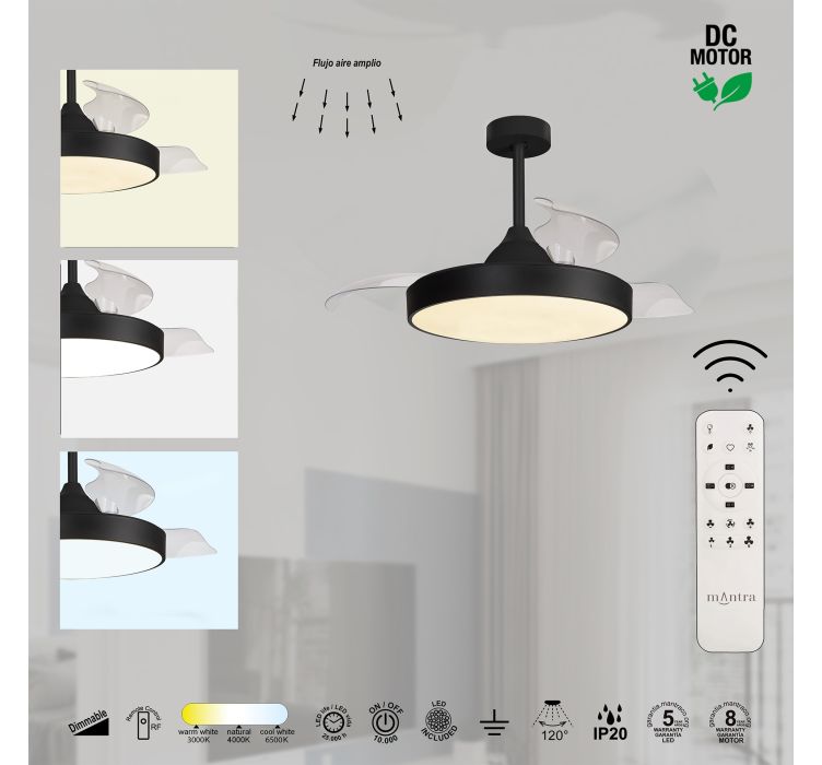 Стельовий вентилятор з LED-освітленням MANTRA ALASKA (Black)6