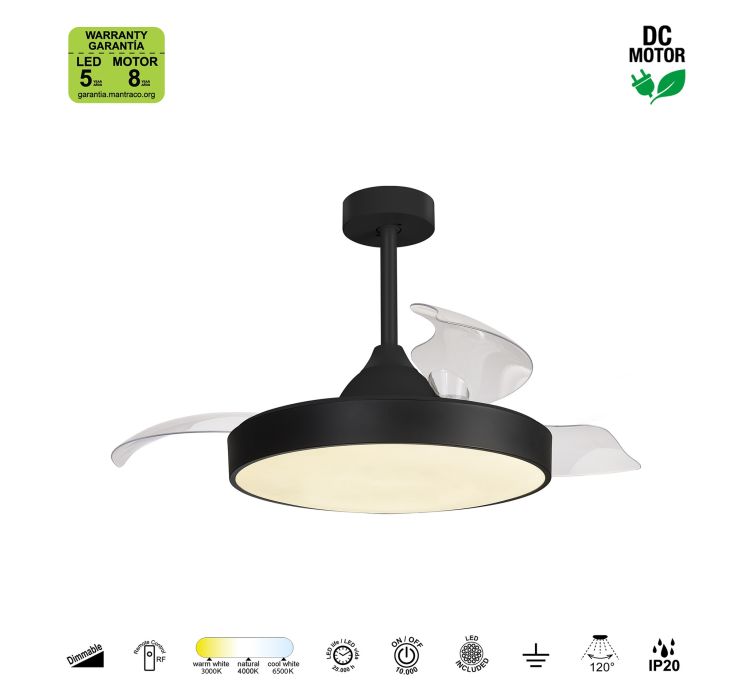 Стельовий вентилятор з LED-освітленням MANTRA ALASKA (Black)4