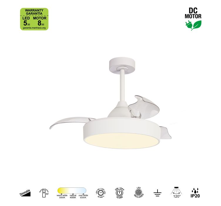 Стельовий вентилятор з LED-освітленням MANTRA ALASKA 45W (Blanco)3