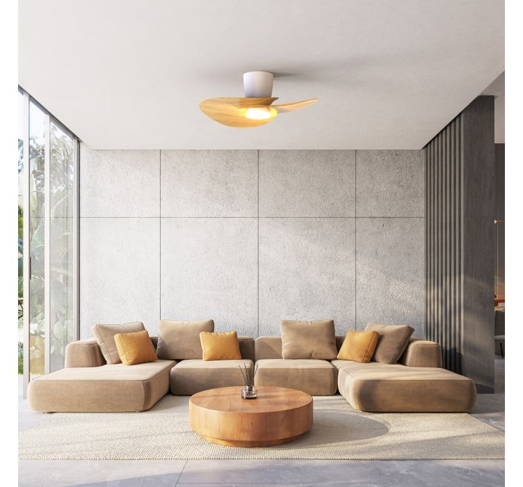 Стельовий світильник-вентилятор із LED-підсвіткою NENUFAR Blanco-Madera2
