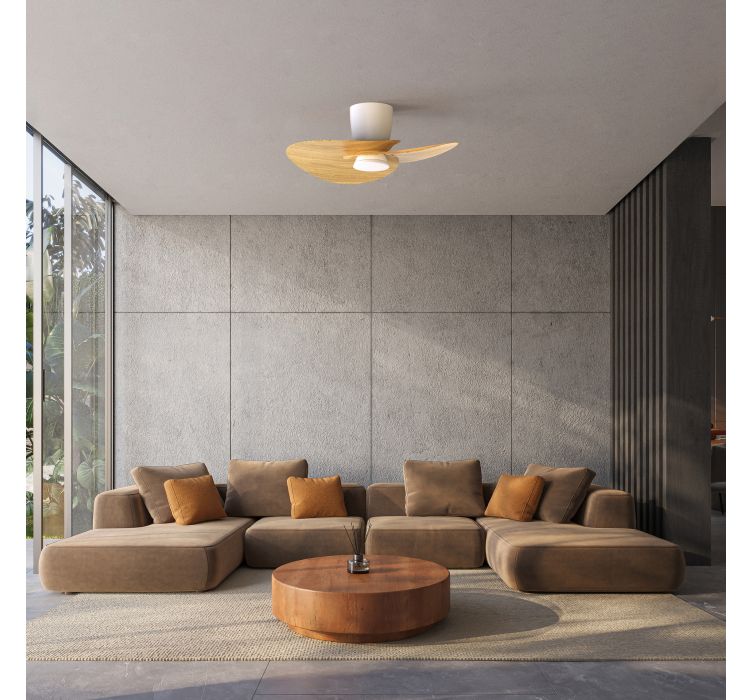 Стельовий світильник-вентилятор із LED-підсвіткою NENUFAR Blanco-Madera3