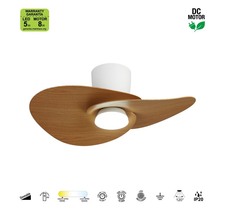 Стельовий світильник-вентилятор із LED-підсвіткою NENUFAR Blanco-Madera6