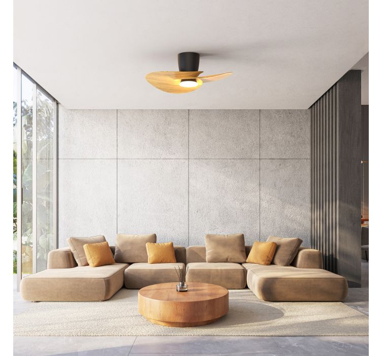 Стельовий світильник-вентилятор із LED-підсвіткою NENUFAR Negro-Madera2