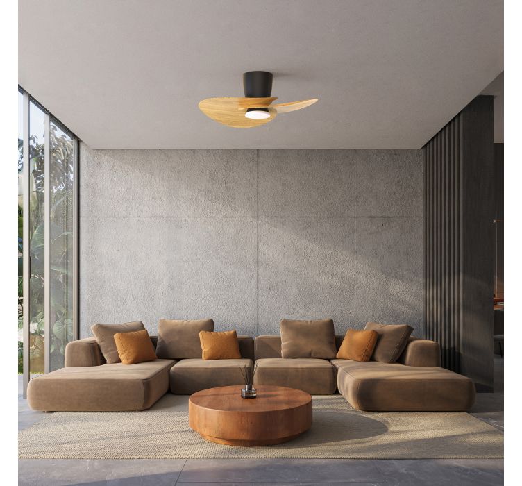 Стельовий світильник-вентилятор із LED-підсвіткою NENUFAR Negro-Madera3