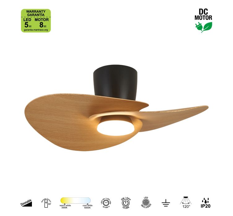 Стельовий світильник-вентилятор із LED-підсвіткою NENUFAR Negro-Madera8