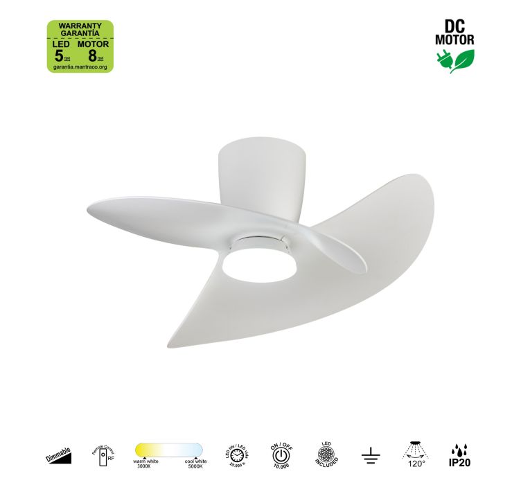 Стельовий світильник- вентилятор із LED-підсвіткою ONA Blanco4