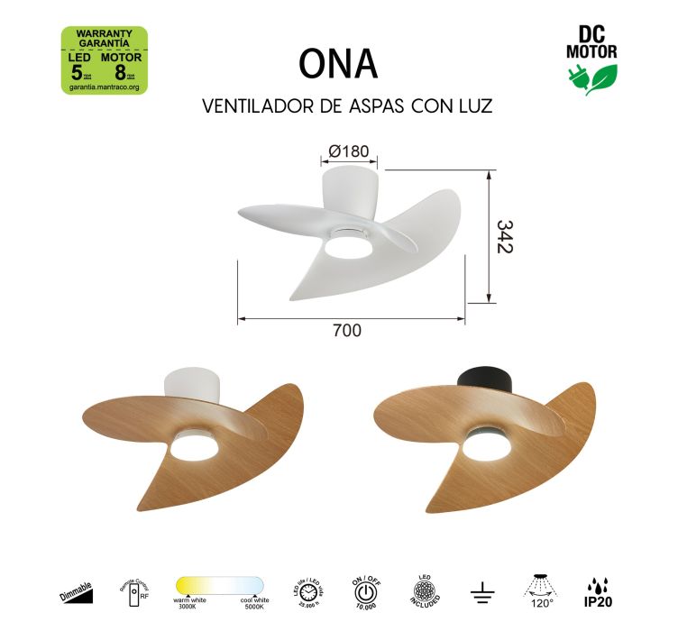 Стельовий світильник- вентилятор із LED-підсвіткою ONA NEGRO-MADERA4
