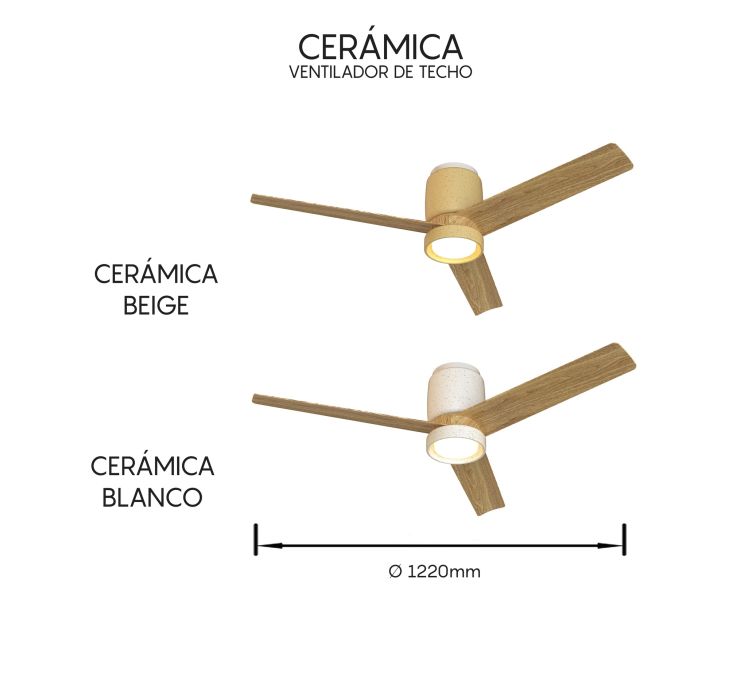 Стельовий вентилятор із люстрою CERAMICA L PLAFON / VENTILADOR (BLANCO-MADERA)6