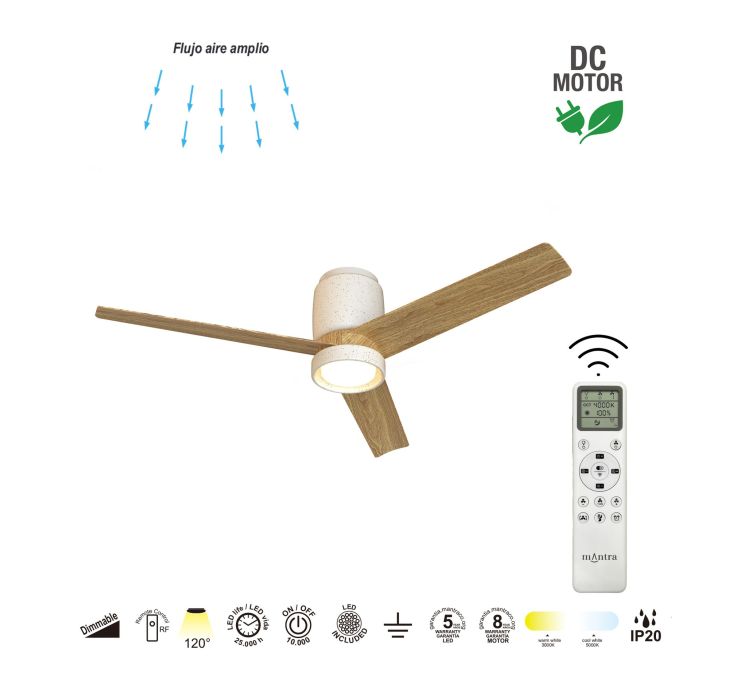 Стельовий вентилятор із люстрою CERAMICA L PLAFON / VENTILADOR (BLANCO-MADERA)5