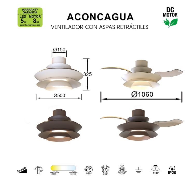 Стельова люстра-вентилятор ACONCAGUA (Café)6