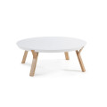 Кофейный стол SOLID Ø90 дерево ясень, МДФ белый1