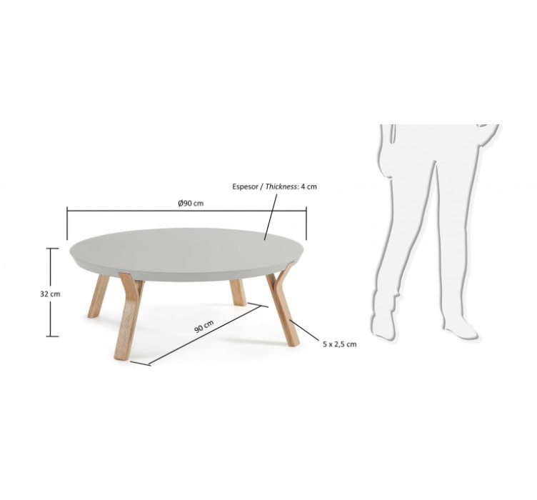 Кофейный стол SOLID Ø90 дерево ясень, МДФ белый2