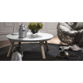 Кофейный стол SOLID Ø90 дерево ясень, МДФ белый3