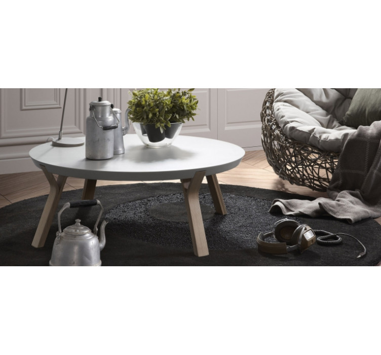 Кофейный стол SOLID Ø90 дерево ясень, МДФ белый3