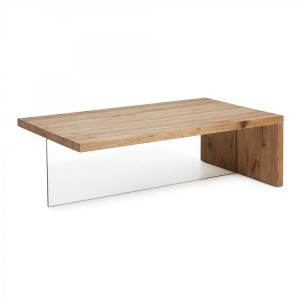 Кавовий стіл TRISS 120X70 прозоре скло, дерево дуб