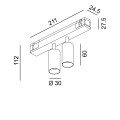 Світильник прожекторні IN_LINE TUB S A 60 X2, D30mm, H60mm, LED 2х7W, 3000К, чорний (06.2301.14.930.BK)2