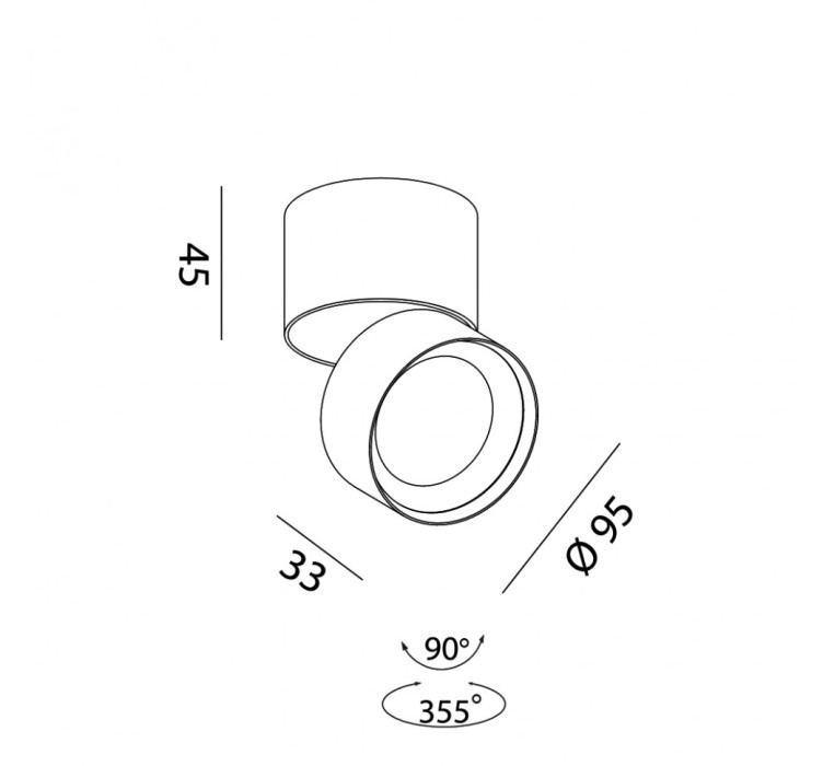 Светильник потолочный накладной SOL SURF, D95мм, H78мм, LED 14W 3000K, черный (02.9533.14.930.BK)2