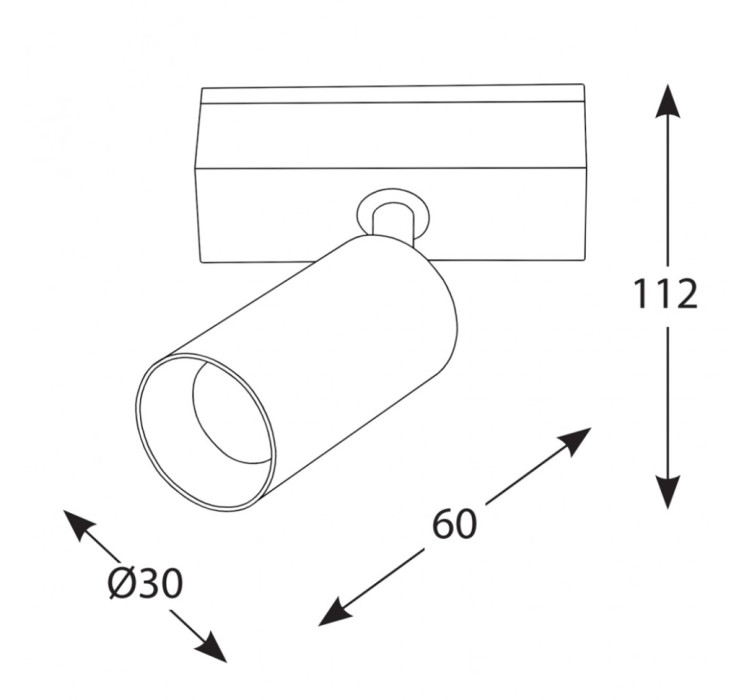 Світильник прожекторного типу IN_LINE TUB S A 60, D30mm, H60mm, LED 8W, 4000К, чорний (06.0361.8.940.BK)2